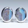 Australian Boulder Opal Silver Earrings (7.5mm x 6mm) Code - V98