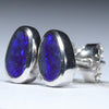 Australian Boulder Opal Silver Earrings (7.5mm x 5mm) Code - V112