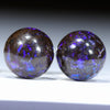 Australian Boulder Opal Matrix Silver Stud Earrings (8.5mm) Code V111