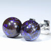 Australian Boulder Opal Matrix Silver Stud Earrings (8.5mm) Code V111