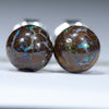 Australian Boulder Opal Matrix Silver Stud Earrings (7.5mm) Code V94