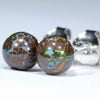Australian Boulder Opal Matrix Silver Stud Earrings (7.5mm) Code V94