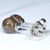 Australian Boulder Opal Matrix Silver Stud Earrings (7.5mm) Code V94