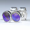 Australian Black Opal Silver Earrings (5mm x 3.5mm) Code - V97