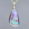 Natural Australian Queensland Pipe Opal Gold and Diamond Pendant