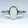 Natural Australian Boulder Opal Silver and Diamond Ring