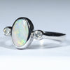 Australian Solid Boulder Opal and Diamond Silver Ring - Size 7 Code CC675