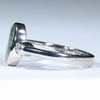 Australian Solid Boulder Opal and Diamond Silver Ring - Size 6.25 Code CC677