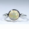 Natural Australian Coober Pedy Crystal Opal Silver and Diamond Ring