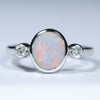 Natural Australian Boulder Opal Silver and Diamond Ring
