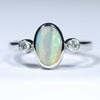Natural Australian Boulder Opal Silver and Diamond Ring