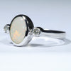 Sterling Silver - Solid Coober Pedy Dark Opal - Natural Diamonds