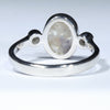 Coober Pedy Solid Opal and Diamond Silver Ring - Size 6.75 Code CC693