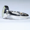 Coober Pedy Solid Opal and Diamond Silver Ring - Size 6.75 Code CC693