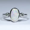 Natural Australian Boulder Opal Silver and Diamond Ring
