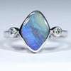 Natural Australian Boulder Opal Silver and Diamond Ring