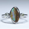 Natural Australian Boulder Opal Silver and Diamond Ring