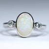Natural Australian Coober Pedy Opal and Diamond Silver Ring