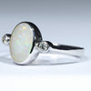 Sterling Silver - Solid Coober Pedy Dark Opal - Natural Diamonds