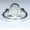 Coober Pedy Solid Opal and Diamond Silver Ring - Size 8 Code CC657