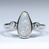 Natural Australian Coober Pedy Opal and Diamond Silver Ring