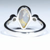 Coober Pedy Solid Opal and Diamond Silver Ring - Size 7.25 Code CC682