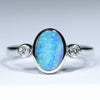 Natural Australian Boulder Opal Silver and Diamond Ring