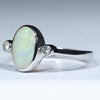 Sterling Silver - Solid Coober Pedy Dark Opal - Natural Diamonds