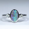 Natural Australian Boulder Opal Silver and Diamond Ring