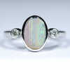 Natural Australian Boulder Opal Silver and Diamond Ring