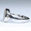 Australian Solid Boulder Opal and Diamond Silver Ring - Size 7.75 Code CC676