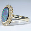Lightning Ridge Crystal Opal and Diamond  Gold Ring Size 7.25 Code - T104