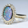 10k Gold - Solid LIghtning Ridge Crystal Opal - Natural Diamonds