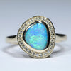Natural Australian Boulder Opal Gold and Diamond Ring