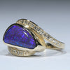 Lightning Ridge Black Opal and Diamond  Gold Ring Size 7.5 Code - T99
