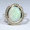 Natural Australian Coober Pedy Light Opal Gold and Diamond Ring