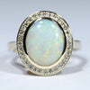 Solid Coober Pedy Light Opal Gold and Diamond Ring - Australian Opal Shop