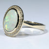 10k Gold - Solid Coober Pedy Light Opal - Natural Diamonds