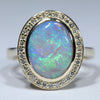 Natural Australian Lightning Ridge Crystal Opal Gold and Diamond Ring