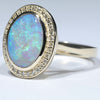 Lightning Ridge Crystal Opal and Diamond  Gold Ring Size 7 Code - T98