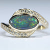 Natural Australian Lightning Ridge Black Opal Gold and Diamond Ring