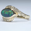 10k Gold - Solid Lightning Ridge Black Opal - Natural Diamonds