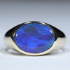 Natural Australian Solid Black Opal Gold Men's Ring