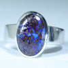 Natural Australian Boulder Opal Matrix Silver Ring