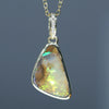 Natural Australian Boulder Opal Gold and diamond Pendant