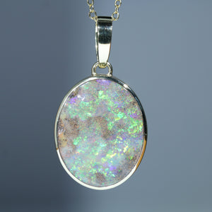Natural Australian Queensland Boulder Opal Gold Pendant