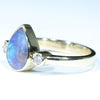 Lightning Ridge Black Crystal Opal and Diamond Gold Ring - Size 6.25 US Code - EM227