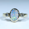 Natural Solid Australian Opal and Diamond 18K Gold Ring  - Size 6.25 Code - EM215