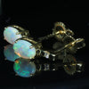 Coober Pedy Crystal Opal and Diamond 14K Gold Earrings (5.5 x 3.5mm) Code EE68
