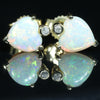 Coober Pedy Heart shaped White Opal and Diamond 14K Gold Earrings (6 x 6mm) Code EE69
